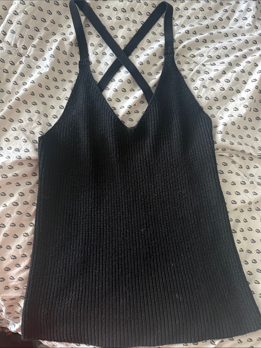 Pink Republic Black Ribbed Cross-Back Tank